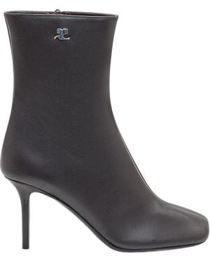 Courreges Courrges Square Toe Leather Ankle Boots - Black