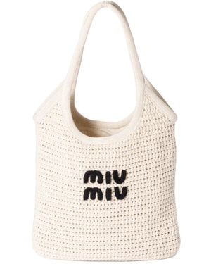 Miu Miu Ivy Crochet Shoulder Bag - White