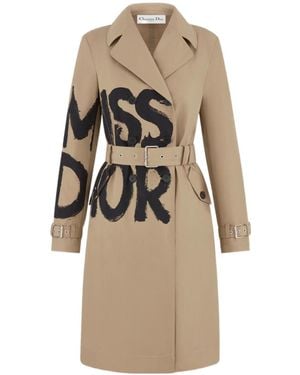 Dior Christian Double-Breasted Belted Coat - Natural
