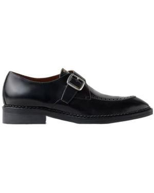 Versace Buckled Monk Shoes - Black