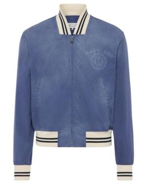 Maison Margiela Denim Varsity Caban Jacket - Blue