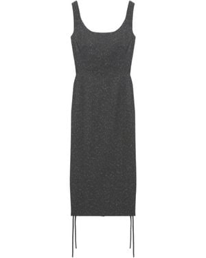 McQueen Corset Lace Flecked Pinstripe Pencil Dress - Blue