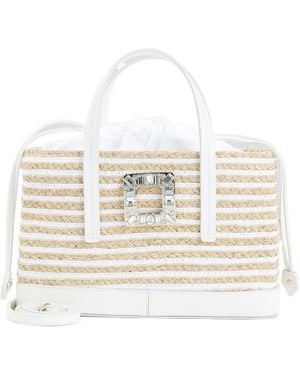 Roger Vivier Viv Skate Small Raffia Tote Bag - Natural