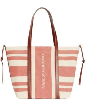 Vanessa Bruno Striped Leather-Trimmed Tote Bag - Pink