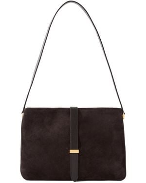 Nili Lotan Trimmed Suede Shoulder Bag - White