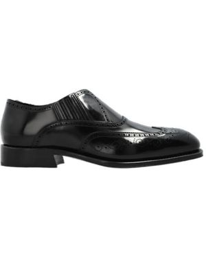 McQueen Brogue Style Slip-On Loafers - Black