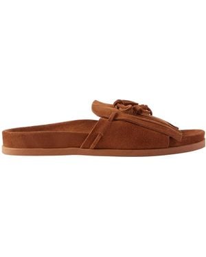Ancient Greek Sandals Amfiliki Suede Slide On - Brown