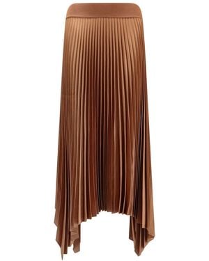 JOSEPH Pleated Asymmetric Skirt - Brown