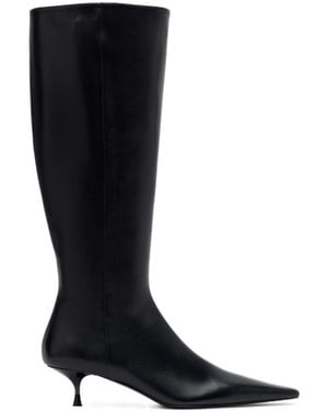 Victoria Beckham Pointy 45 Leather Knee-High Boots - Black