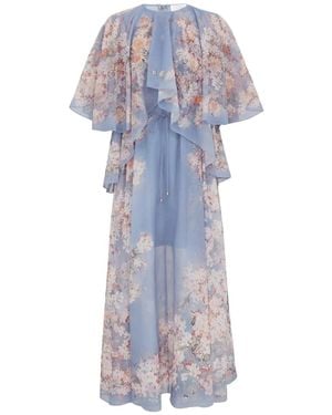 Zimmermann Floral-Print Ruffled Dress - Purple