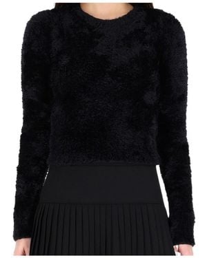 Marine Serre Wild Fluffy Knit Fitted Crewneck Sweater - Black