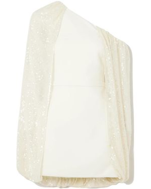 Safiyaa One-Shoulder Sequin Tulle Mini Dress - White