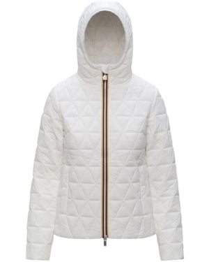 K-Way Quilted Hooded Zip-Up Jacket - White