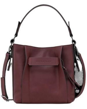 Longchamp S 3D Leather Tote Bag - Purple