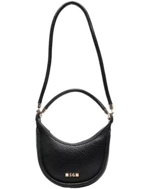 MSGM Leather Shoulder Bag - Black