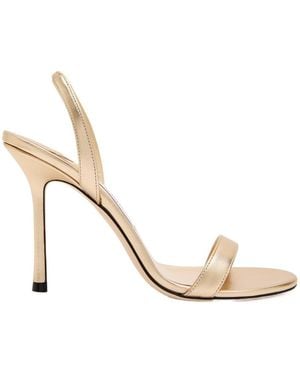 Jimmy Choo Jenn 100 Metallic Leather Slingback Sandals