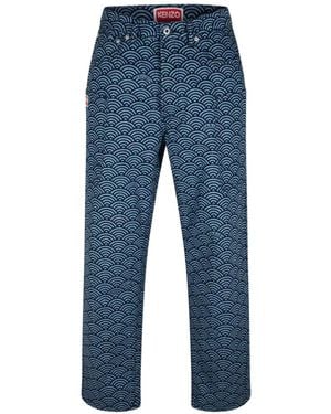 KENZO Printed Denim Pants - Blue