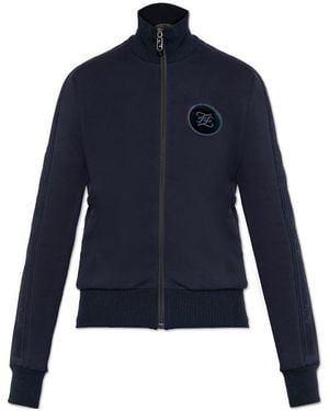 Fendi Logo Patch Track Jacket - Blue