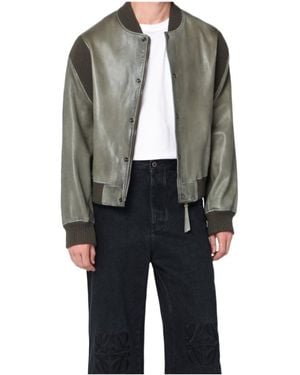 Loewe Debossed-Logo Bomber Jacket - Gray