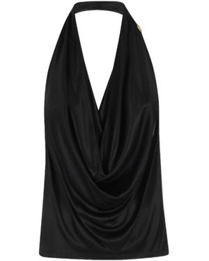 Elisabetta Franchi Draped Halter-Neck Top - Black