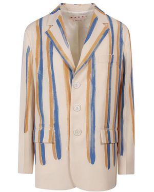 Marni Waterfall Stripe Printed Blazer - White