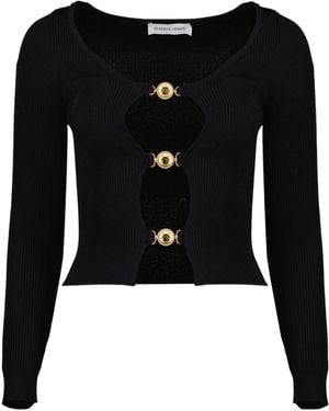 Marine Serre Slim-Fit Short Openwork Cardigan - Black