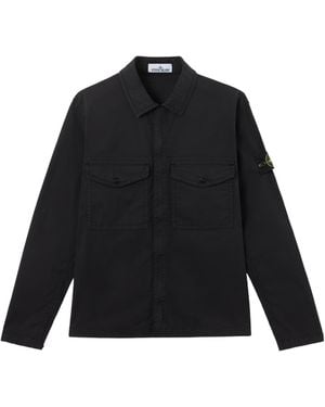 Stone Island Logo-Patch Overshirt - Black