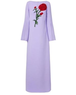 Carolina Herrera Sequined Crepe Gown - Purple