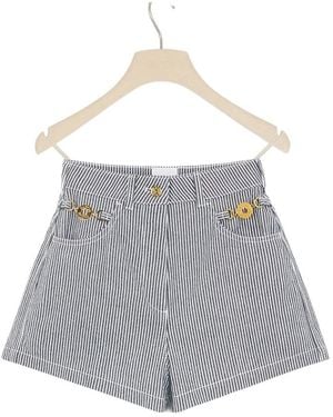 Patou Striped Denim Mini Shorts - Gray