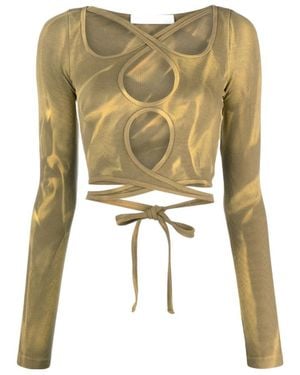 Dion Lee Cut-Out Detail Long-Sleeve Top - Green