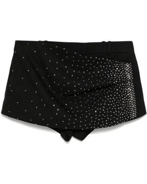 The Attico The Embellished Pleat Mini Shorts - Black