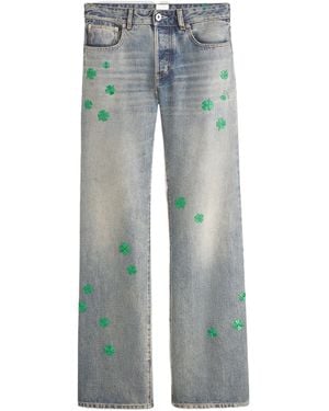 Dior Flared Embroidered Jeans - Blue