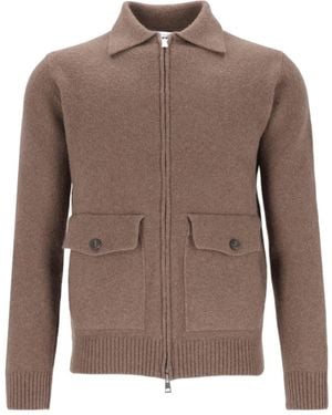 Al Duca d'Aosta Long-Sleeve Zip-Up Cardigan - Brown