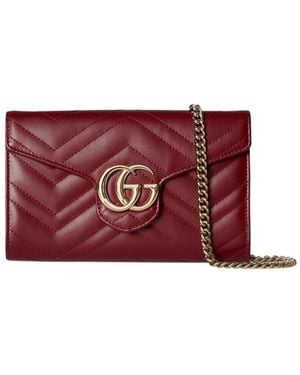 Gucci Logo Plaque Quilted Clutch Bag - Red