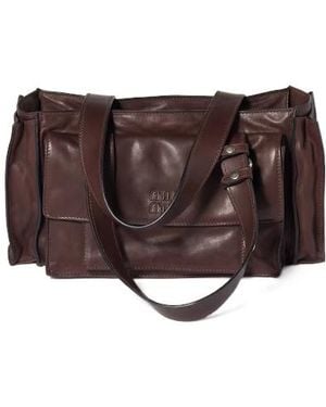 Miu Miu Utilitaire Nappa Leather Shopping Bag - Brown