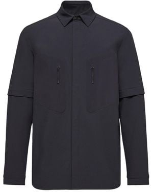 Moncler Zip-Pocket Detachable-Sleeve Shirt - Blue