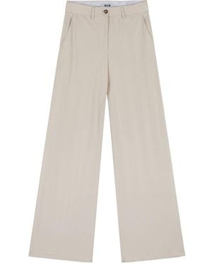 MSGM High Waisted Wide Leg Trousers - White