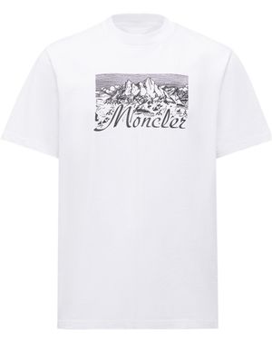 Moncler Mountain Printed Crewneck T-Shirt - White