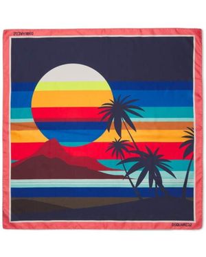 DSquared² Tropical Print Square Scarf - Blue