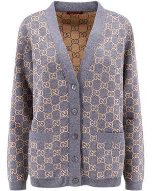 Gucci Reversible Gg Jacquard Button-Up Cardigan - Grey