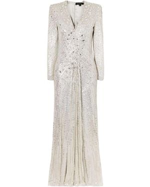 Jenny Packham Eve Sequined Tulle Gown - White