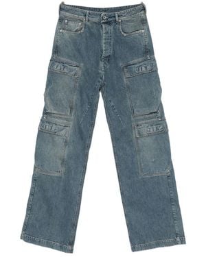 Rick Owens Distressed Relaxed-Fit Cargo Jeans - Blue