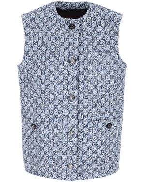 Gucci Monogrammed Tweed Vest - Blue