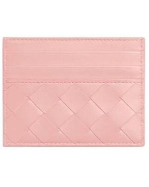Bottega Veneta Intrecciato Credit Card Case - Pink