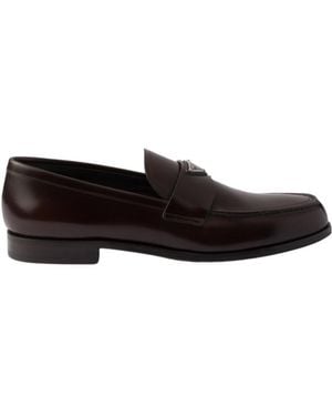 Prada Brushed Leather Loafers - Black