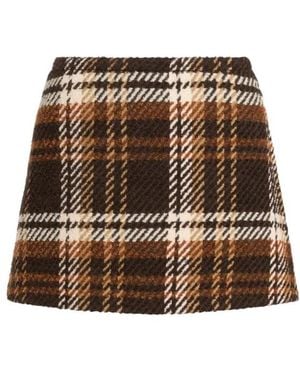 Patou Plaid Pattern Mini Skirt - Brown