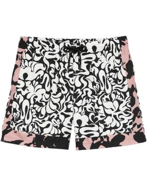 Dries Van Noten Pattern-Printed Swim Shorts - Black