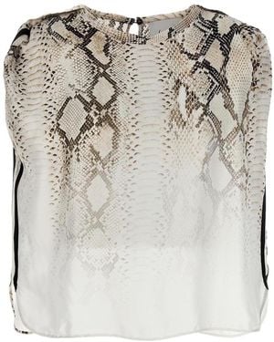 Nude Snake Print Bloshirt - White
