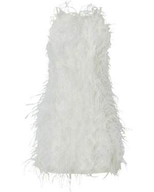 Pinko Feather-Embellished Dress - White