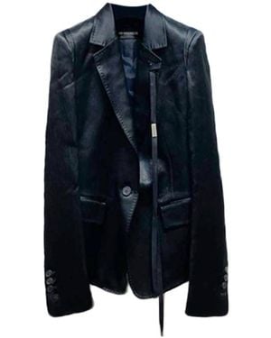 Ann Demeulemeester Logo V-Collar Suit Jacket - Blue